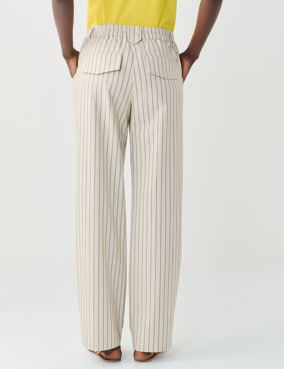 Pantalon droit large, rayé (écru / noir) Pantalon droit large, rayé (écru / noir)